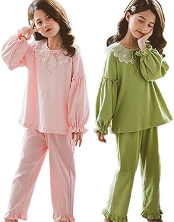 Amazon パジャマ キッズ 綿100 女の子 レディース かわいい裾フリル ジュニア おしゃれ 冬 長袖 部屋着 長袖パジャマ 子供 薄手 ルームウェア プリンセス 妖精 レース お姫様 ふわふわ もこもこ ガールズ ナイトウェア 可愛い 寝巻き 子供服 パジャマ 通販