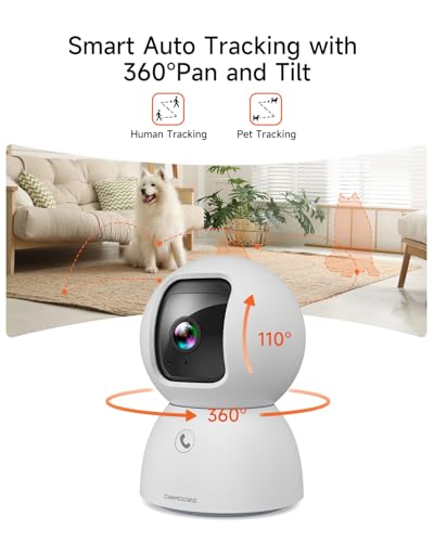CINMOORE 3K Pet Camera, 5G WiFi Indoor Camera with 4x Zoom, Pet/Dog/Baby Camera with Phone app, Human/Pet/Facial Detection, 360 Pan-Tilt AI Tracking, Night Vision, Plug in, Two-way Audio, Privacy Mode - Image 8