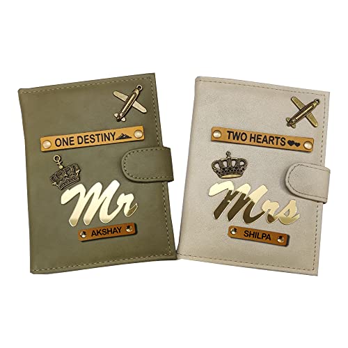 Image of Synthetic Leather Unisex Lightweight Magnetic Closure Passport Covers (Green and Cream)
