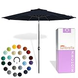 Midtown Umbrellas - The Lean 9 Ft Patio Umbrella with Fade-Resistant Sunbrella Fabric, Auto-Tilt Aluminum Frame and 8 Reinforced Ribs for Deck, Pool & Garden - Canvas Navy Canopy, Black Pole