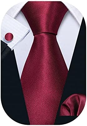 Barry.Wang Men Ties Plain,Solid Colors Handkerchief and Cufflink Necktie Set Formal Wedding Business