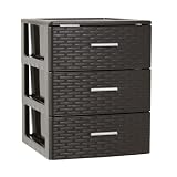 Cassettiera 3 cassetti rattan PVC bianco 37.5x36.5x46.5 cm