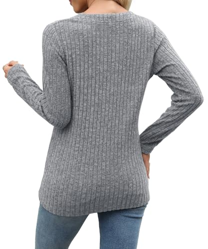 Image of XMTOPYE Sweaters for Women Fashion Long Sleeve Tops Pullover V Neck Casual Loose Sweatshirt