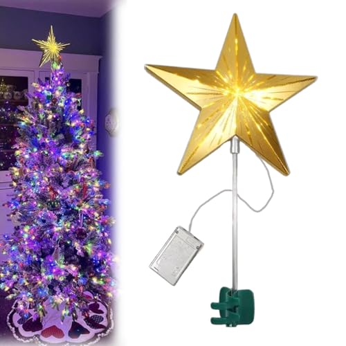 Starry Night 11" Clip-On Christmas Tree Topper, Illuminated Twink...