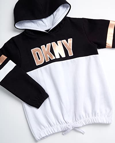 Dkny Girls' Leggings Set - 2 Piece Fleece Pullover Sweatshirt And Stretch Leggings, Size 7, Black/White #TOP4