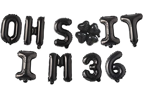 Image of Oh I'm 36! Latex Balloons 16 Inch Black Hallo Twenty Five Cheers to 36 Years Old Theme Decor for Man Woman Happy 36th Birthday Party Photo Studio Prop Flag Decorations Favors Supplies