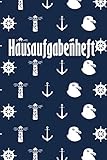 Hausaufgabenheft: royalblaues Hausaufgabenheft Tagebuch mit maritimen Muster Moin Tau Seil Rettungsring Maritim Küste Meer Hafen Schulplaner DIN A5 120 Seiten