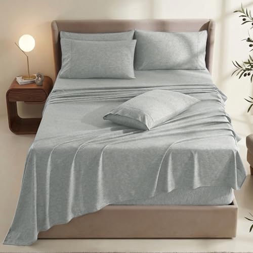 Image of Hearth & Harbor Bed Sheets, Luxury Soft 6 Piece Bed Sheet Set Extra Deep Pocket Fitted Sheets Fits Mattress up to 21 inch, Double Brushed Bedding Sheets & Pillowcases,