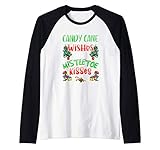 Photo Gallery candy cane desidera baci di vischio - natale maglia con maniche raglan Photo Gallery candy cane desidera baci di vischio - natale maglia con maniche raglan