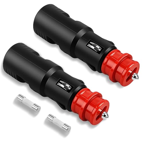 2PCS 12V/24V Enchufe Mechero Coche, Universales Encendedor de Coche de Seguridad, Conector Mechero Coche con Fusibles 10A Adecuado para Auto Camión, Radio de Cochen, Refrigerador de Coche