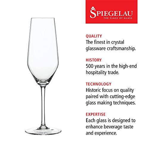 Spiegelau Style Champagne Wine Glasses Set Of 4 - European-Made Crystal, Classic Stemmed, Dishwasher Safe, Professional Quality Wine Glass Gift Set - 8.5 Oz #TOP1