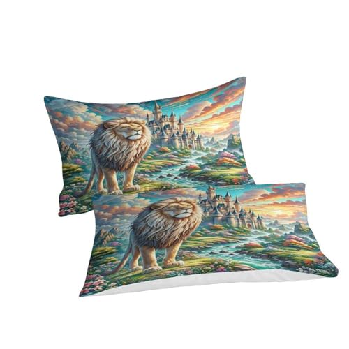 Linge de lit lion 3D Super King en microfibre haute densité - 3