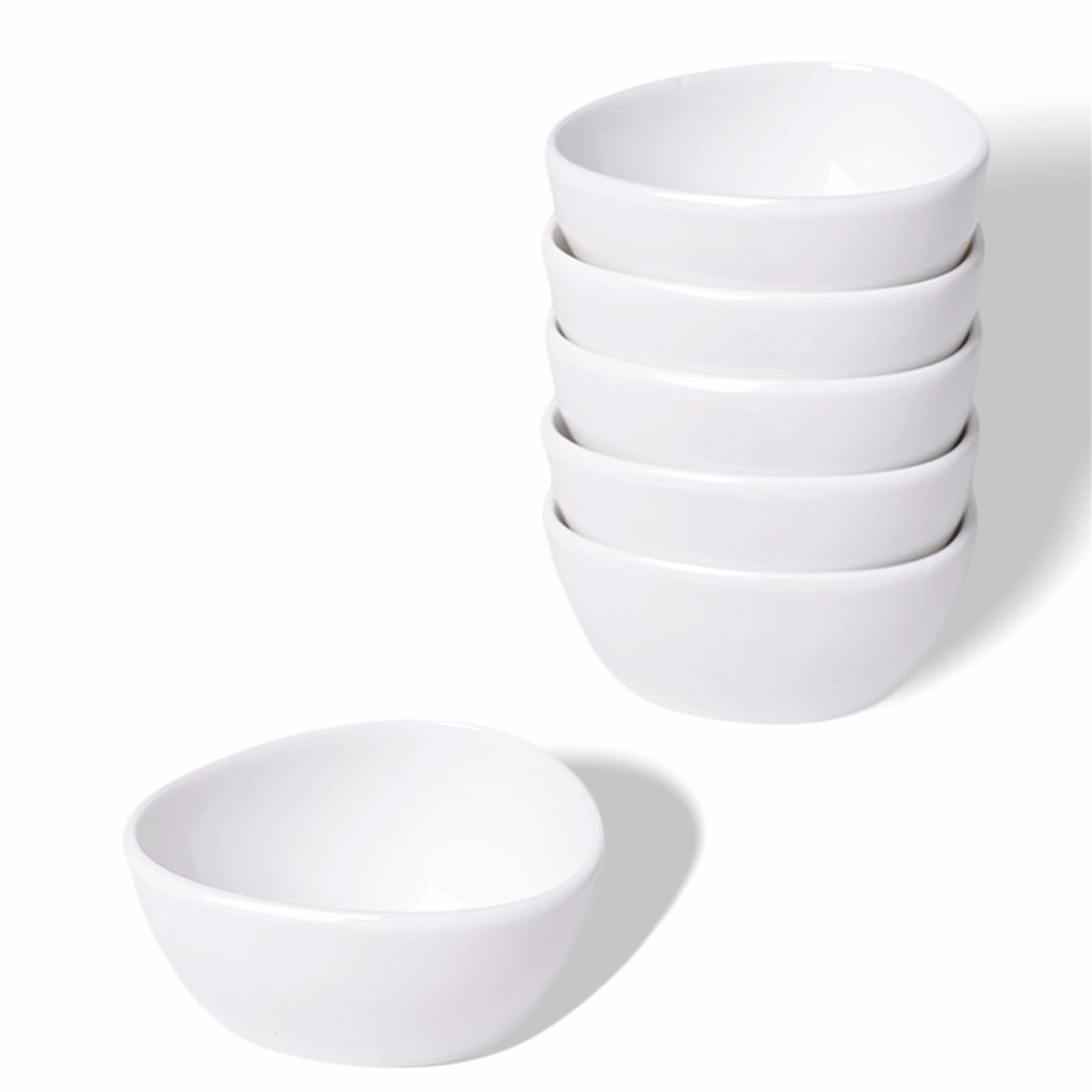 Photo 1 of **ONLY 3** LEETOYI Mini Ceramic Ramekins Souffle Dishes 1.5 OZ, Small Dipping Bowls, Sauce Dip Bowls for Kitchen Serving Sauce Condiments, Oven & Microwave Safe, Set of 6, White