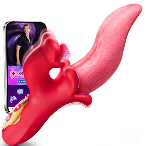 2025 New Women's Easy to Clean Adult Toy Machine Rabbit Tool Tongue Licking and Sucking 10 Modes Machine Suitable for Adult Tools Female Gift AOZ52 (Red 3)