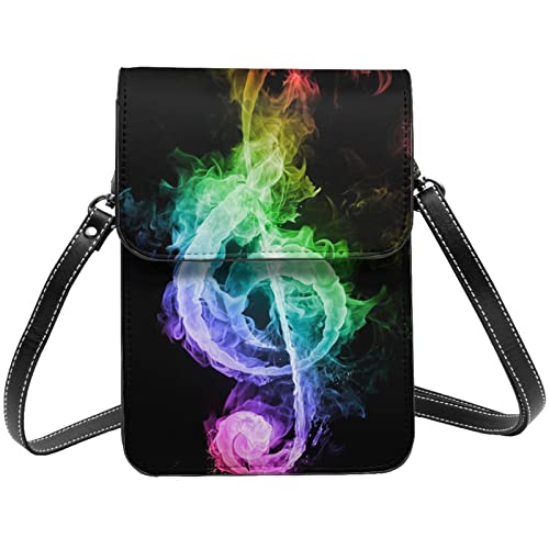 Sac à bandoulière coloré imprimé notes de musique pochette portable noir