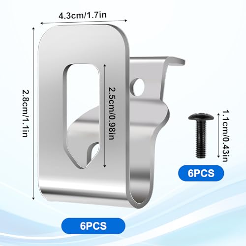 6Pcs Belt Clips for Electric Drill Electric Drill Supplies with 6 Pcs Screws 304 Stainless Steel Drill Clips Tool Belt Hook Drill Clip for 20V 18V MAX Drills Tools Clips Tool Beltbelt - Image 3
