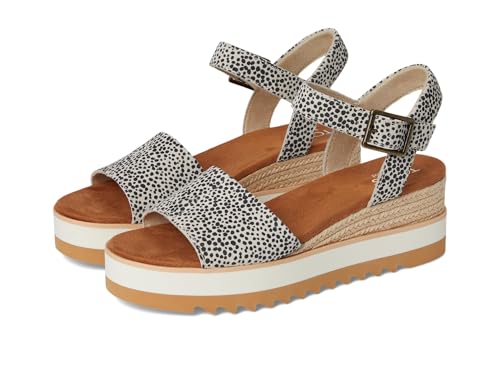 Image of TOMS Women's Diana Wedge Heel Sandal, Leather Upper, Rope-Wrapped Midsole, Adjustable Strap, Buckle, OrthoLite Insole