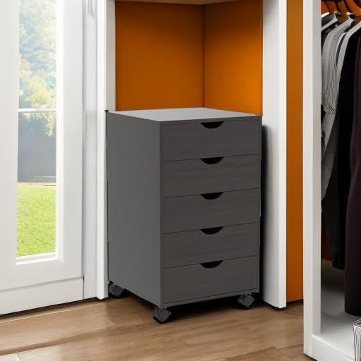 Image of Naomi Home Taylor 5-Drawer Rolling Wooden Dresser - Espresso
