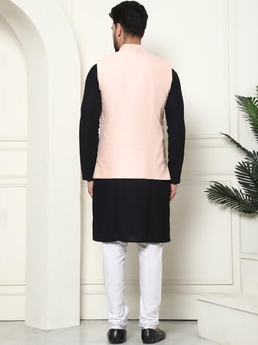 Image of SOJANYA (Since 1958 Men's Pure Cotton Kurta and White Pyjama with Sequins Nehru Jacket
