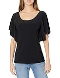 Star Vixen Women's Angel Sleeve Top, Black Solid, X-Large