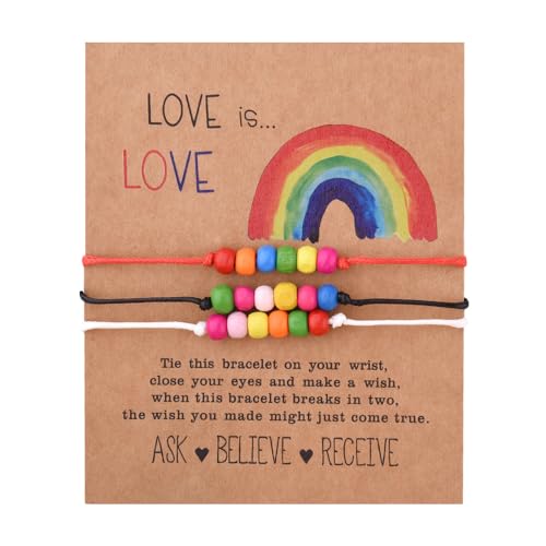 Rainbow LGBT Pride Bracelet Set for Women Men Gay LGBTQ Pride Gift Friendship String Beaded Bracelet for Gay Lesbian LGBTQ I Love You Gift Gay Bracelet lGBT Accessories Ally Bracelets 3Pcs