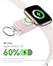INIU Power Bank für Apple Watch, 5000mAh Powerbank mit eingebautem Kabel, Schlankes Reise Schlüsselanhänger Akkupack LCD-Display für iWatch 10/9/8/Ultra2/Ultra/SE, iPhone 16/15 Rosa