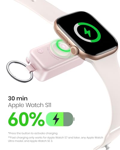 Image of INIU 3-in-1 Portable Charger, 5000mAh Power Bank with Watch Charger & Built-in Cable, Compact 20W Fast Charging Battery Pack, Key Chain & Travel Essential for iPhone 16 15, Apple Watch, AirPods, etc