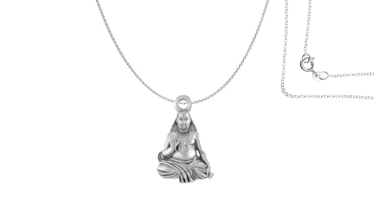 Akshat Sapphire Sterling Silver (92.5% purity) Spiritual Raghavendra Swamy (Pendant with Anchor) for Men & Women Pure Silver Raghvendra Swami chain Locket for Good Health & Wealth (B09FT9FY5S) Amazon Price History, Amazon Price Tracker