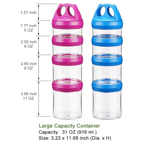 Image of SELEWARE Stackable Snack Containers for Kids Toddlers Adults, Blue & Red