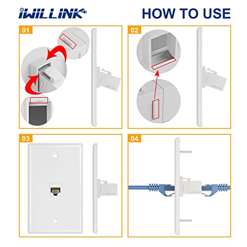 Image of iwillink 3-Port Keystone Wall Plate 5-Pack, Low Profile Ethernet Wall Plates for Keystone Jack, White