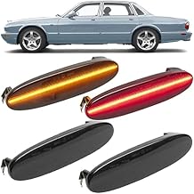Amber/Red LED Side Marker Lights for Jaguar Vanden Plas VDP XJ X308 XJ8 XJ Sport XJR 1998-2003 Smoked Lens Front/Rear Left Right LED Sidemarker Lamps Replacements