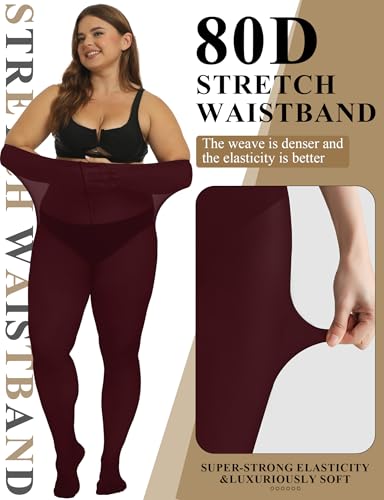 Image of Buauty Plus Size Tights for Women Ultra Soft Solid Color Semi-Opaque Pantyhose,