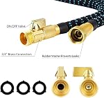 Expandable Garden Hose, Water Hose 100ft with 10 Function Nozzle, Flexible Hose with 3/4" Solid Brass Fittings, Extra Strength Fabric, Easy Storage Kink Free, Black & Blue