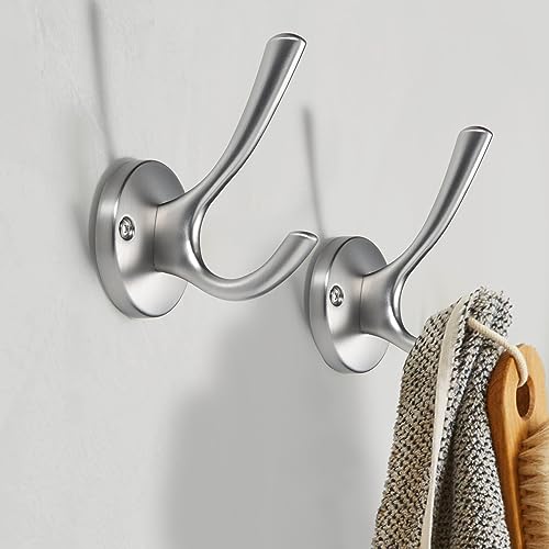 TUNNY 5 Pack Round Coat Towel Hooks - Brushed Nickel Coat Hooks for Hanging Coats Towel Hooks for Bathroom Wall Mounted Zinc Alloy Bath Towel Hooks Robe Clothes Hook Holder Heavy Duty Wall Hooks - Thumbnail 5