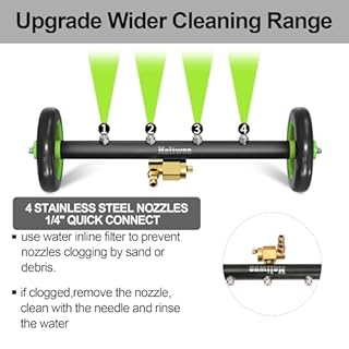 Heliwoo Undercarriage Pressure Washer Attachment 16 Inch Power Washer Water Broom with 4 Nozzles Dual-Function Pressure Washer Undercarriage Cleaner With 3 Pieces Extension Wand 4000 PSI