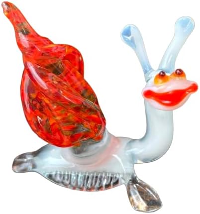Figura de caracol de cristal rojo Miniatura soplada a mano estilo Murano Adorno coleccionable de caracol de cristal para estante o escritorio