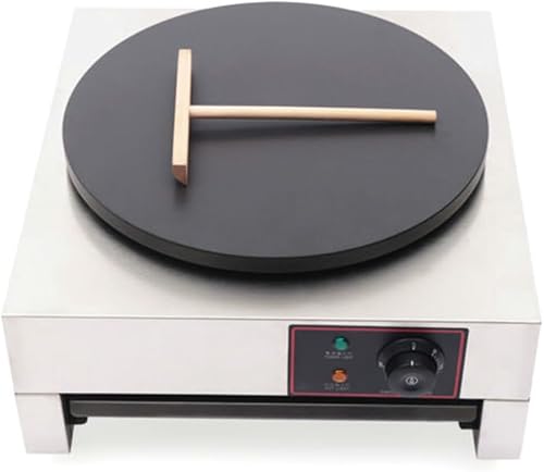 Máquina de crepas comercial de 15.75 pulgadas y 1700 W, control de temperatura ajustable, superficie de cocción de hierro fundido, plancha para
