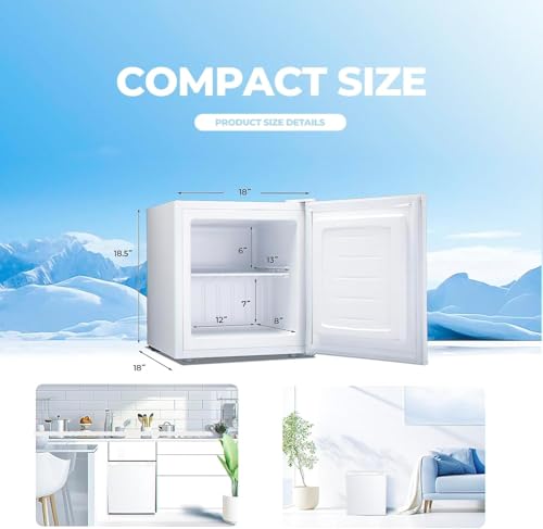 Image of Electactic 1.1 Cu.ft Small Freezer, Mini Upright Freezer with 7 Adjustable Thermostat, Removable Shelves, Reversible Single Door, for Bedroom /Home /Dorms /Apartment (White)
