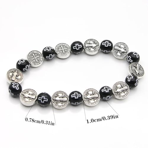 925 Sterling Silver San Benito Bracelet For Women And Men, Catholic Beaded St Benedict Bracelet, Cross Beads St Benedict Rosary Bracelets Prayer Beads Adjustable3
