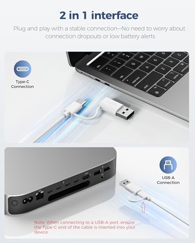 Image of TECKNET Wired Keyboard for Mac, USB & Type-C Dual Interface, Silent Click | Ultra-Slim Keyboard, Full Size with Numeric Keypad, Compatible with Apple MacBook Pro /Air, iMac Pro /mini