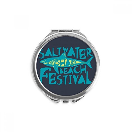 Miroir rond maquillage de poche compact imprimé requin multicolore festival