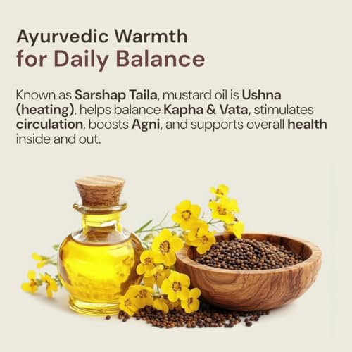Image of Maharishi Ayurveda Organic Certified Mustard Oil | Cold-Pressed Kachi Ghani Sarson Oil | Supports Digestion, Circulation & Daily Cooking | 1 L Pack of 2
