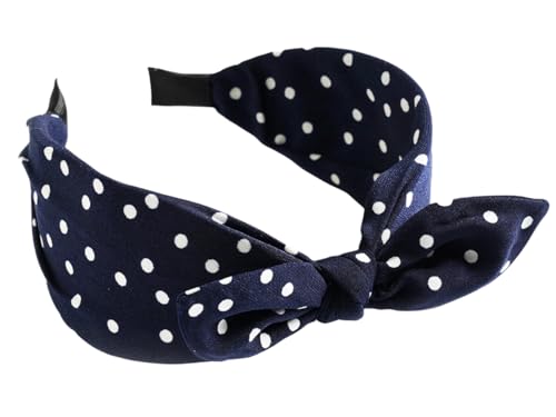 Alice Band Polka Dot Headband Bow Tie Knotted Hairbands Wide Cloth Bunny Ear Hair Accessories Bands for Girls 14