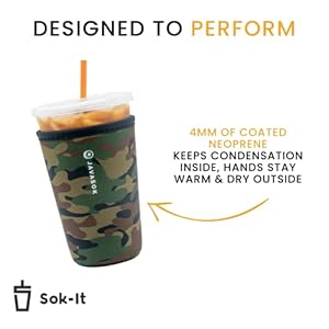 Sok it java sok iced coffee cold soda insulated neoprene cup sleeve succulents small 16 20oz  urban country home decor