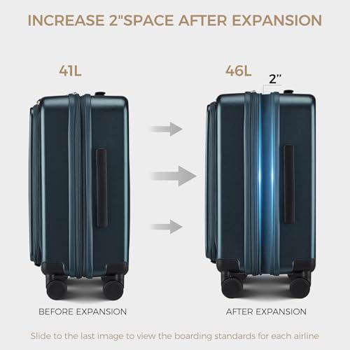 Image of Carry on Luggage Top opening Suitcases, Expandable with Cup Holder and USB Charging Port,Lightweight with Front Pocket Rolling Suitcases with Spinner Wheels