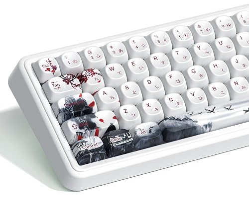 Image of dagaladoo PBT Keyboard keycaps Set,White MOA keycaps,Cherry Blossom