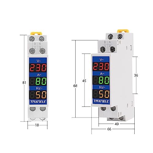 Din Rail 18mm Voltage Current HZ Meter AC 80-500V 110V 220V 380V 100A Modular Voltmeter Ammeter LED Indicator Digital Volt Tester with CT (V+A)