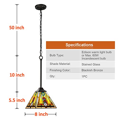 Thatyears Tiffany Pendant Lights Fixtures, Mini Antique Firecracker Style Stained Glass Hanging Lamp For Kitchen Island,Dining Room,Hallway Bars #TOP5
