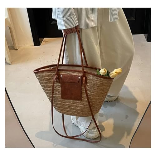 Fashion Straw Baskets Bag Large Capacity Weave Women Shoulder Bags Casual Summer Beach Bag Big Bali Shopper Purses2