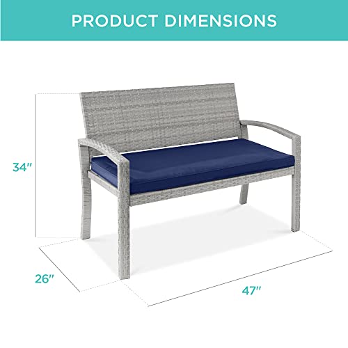 Best Choice Products SKY6384 Outdoor Bench 2-Person Wicker Garden Patio Benches Seating Furniture thumb #1